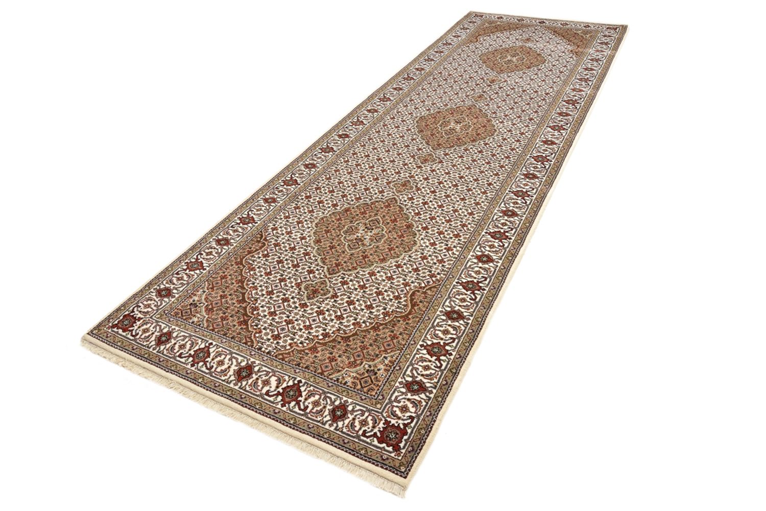 Løber Orientalsk tæppe - Tabriz - 372 x 121 cm - lys beige