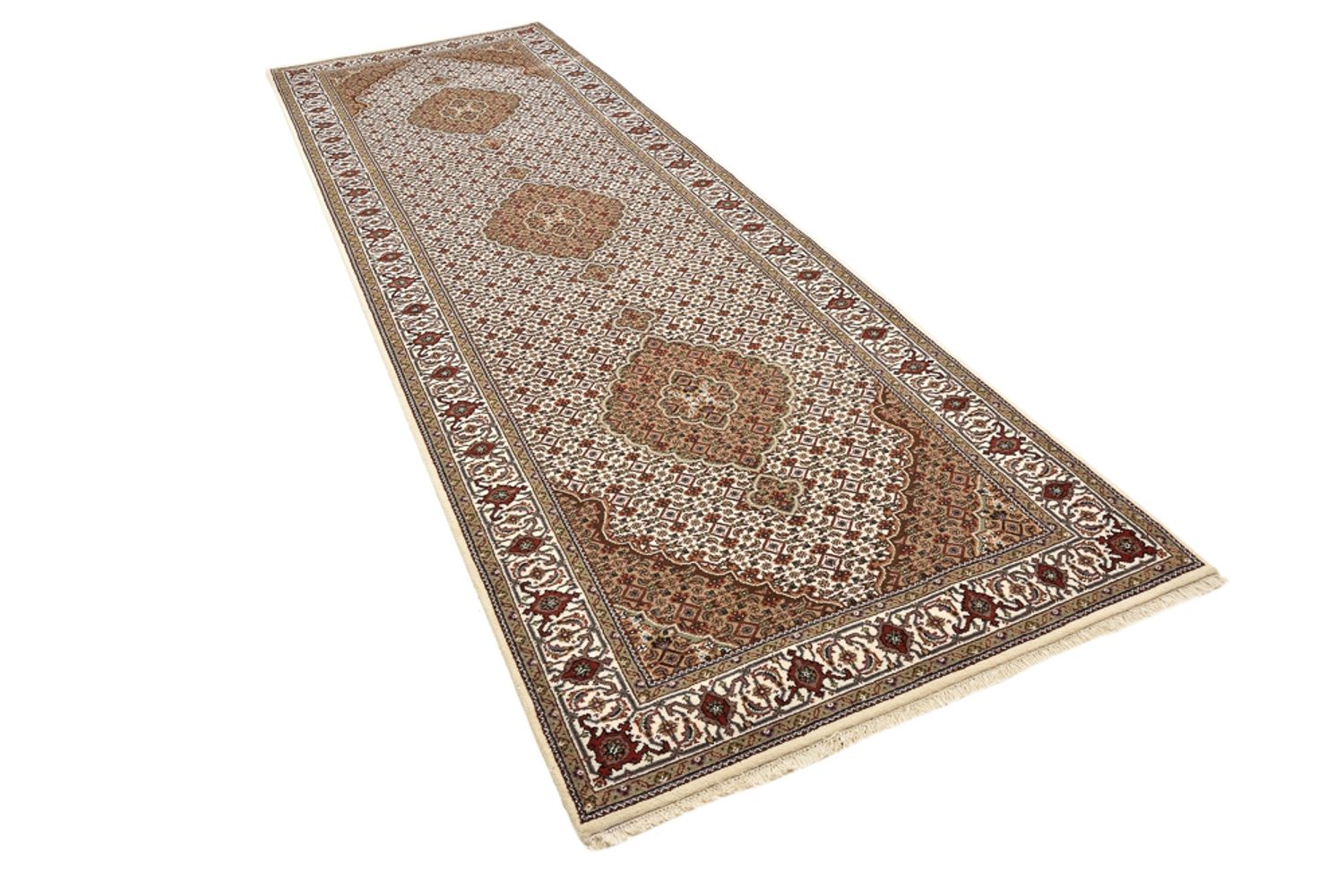 Løber Orientalsk tæppe - Tabriz - 372 x 121 cm - lys beige