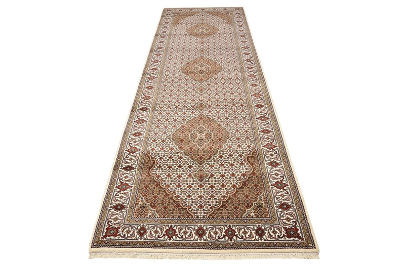 Løber Orientalsk tæppe - Tabriz - 372 x 121 cm - lys beige