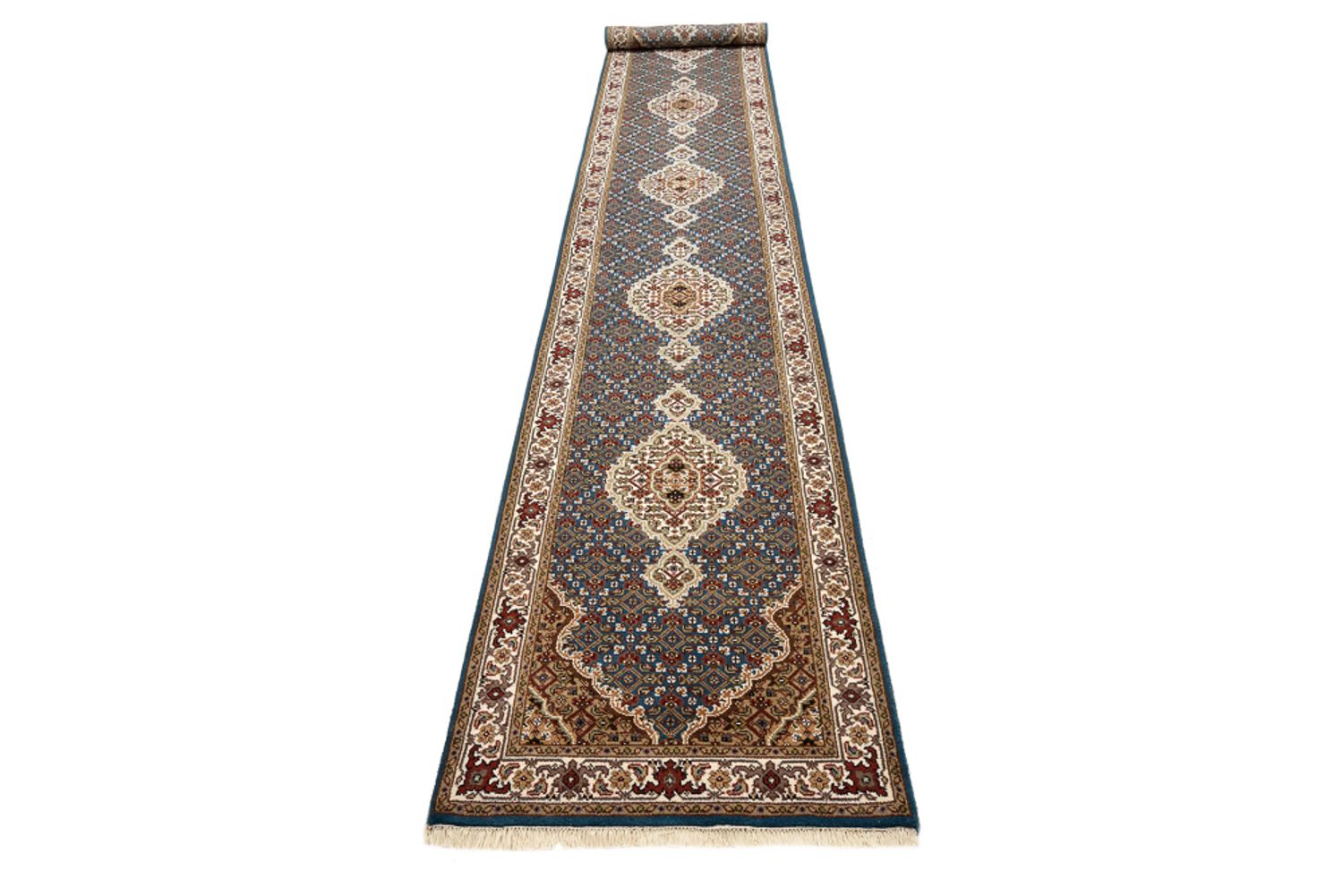 Løber Orientalsk tæppe - Tabriz - 454 x 79 cm - mørkeblå