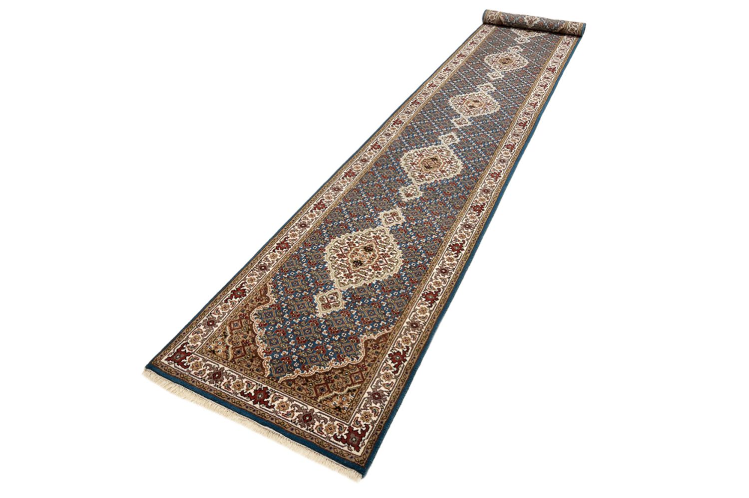 Løber Orientalsk tæppe - Tabriz - 454 x 79 cm - mørkeblå