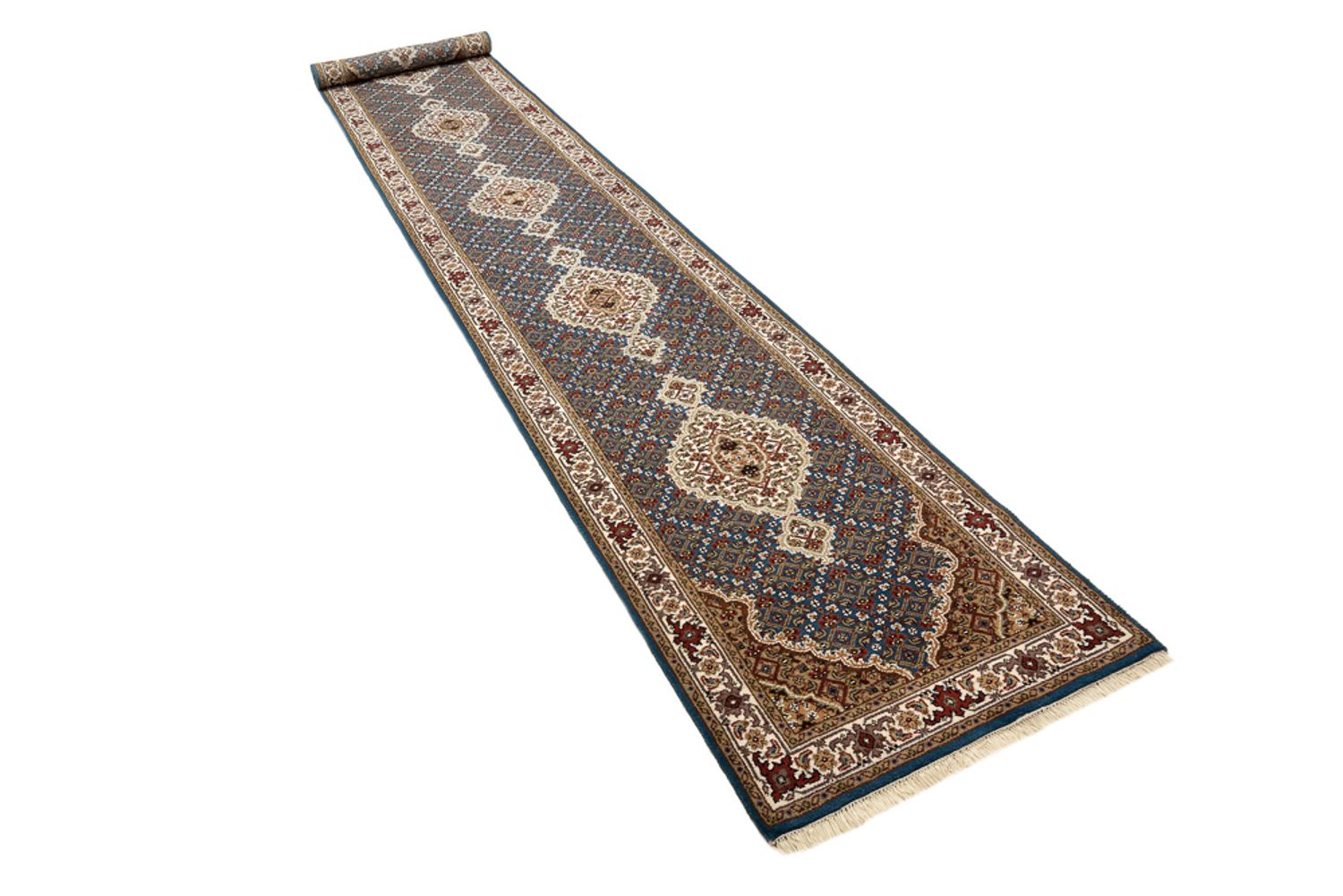 Løber Orientalsk tæppe - Tabriz - 454 x 79 cm - mørkeblå