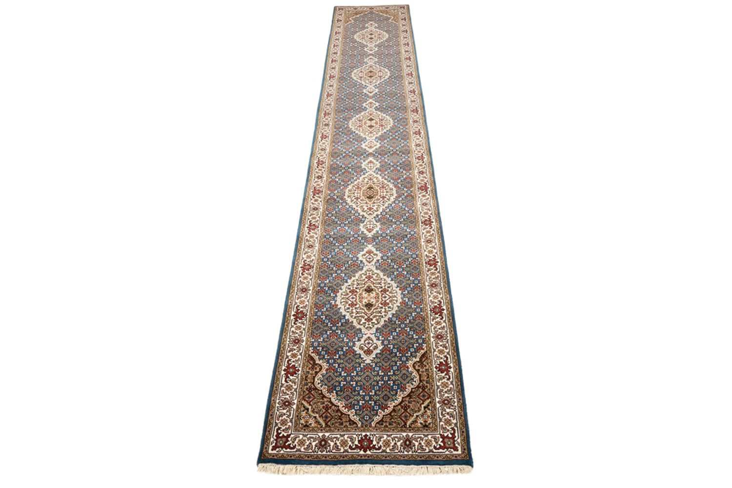 Løber Orientalsk tæppe - Tabriz - 454 x 79 cm - mørkeblå
