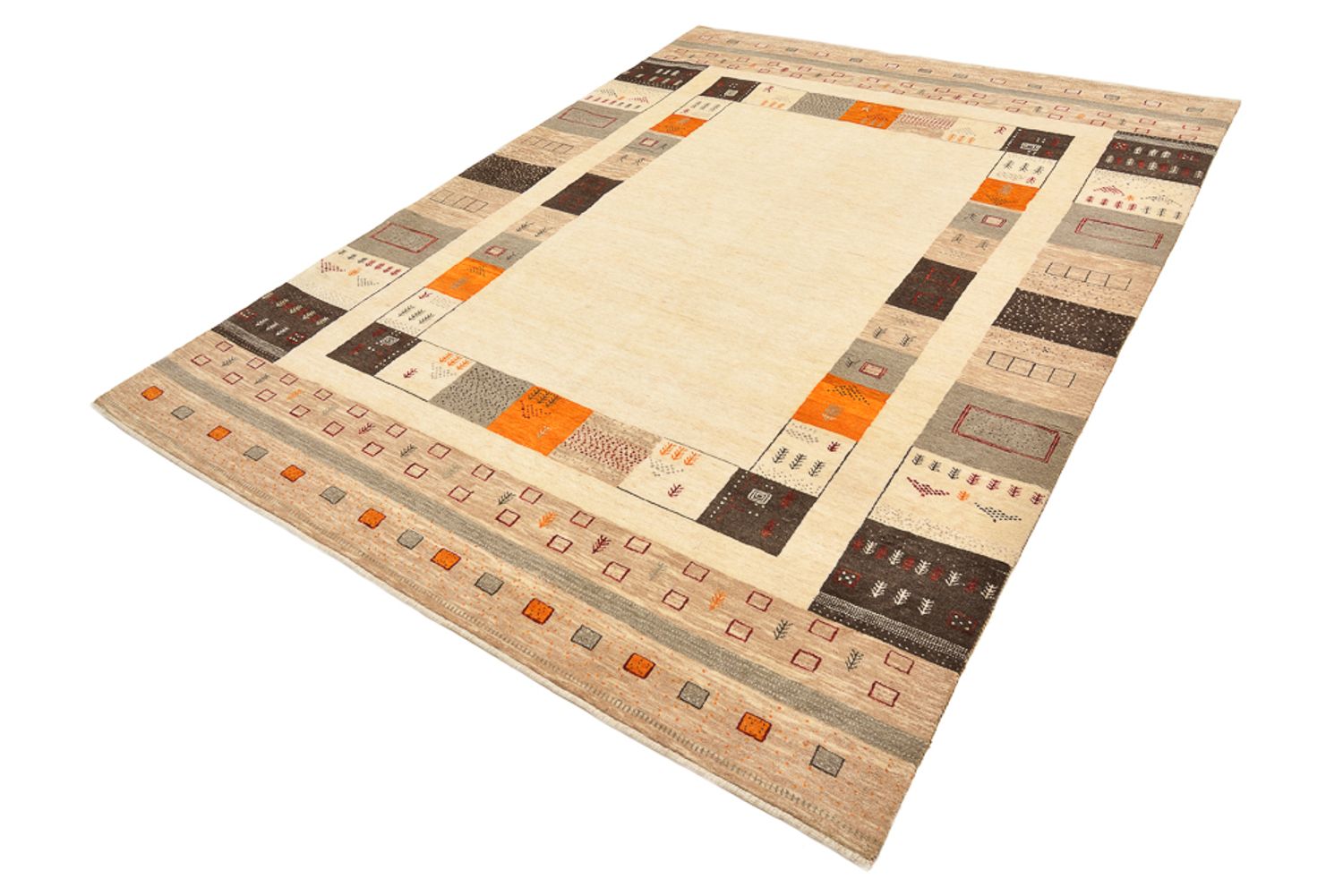 Gabbeh-tæppe - Loribaft Indus - 281 x 203 cm - lys beige