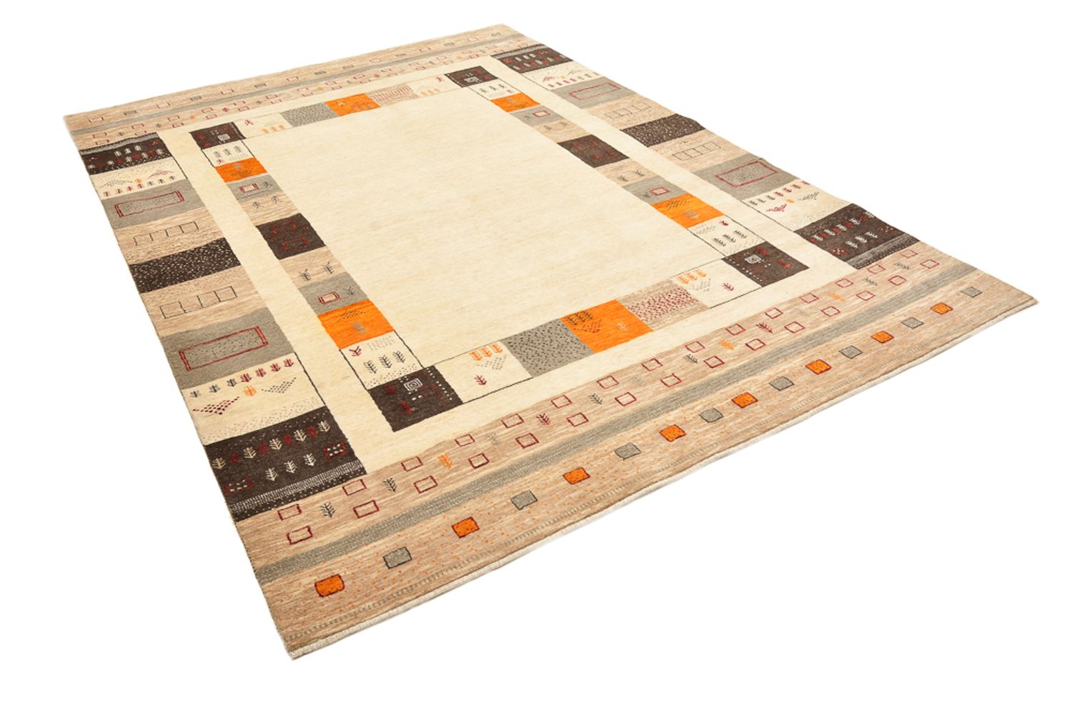 Gabbeh-tæppe - Loribaft Indus - 281 x 203 cm - lys beige
