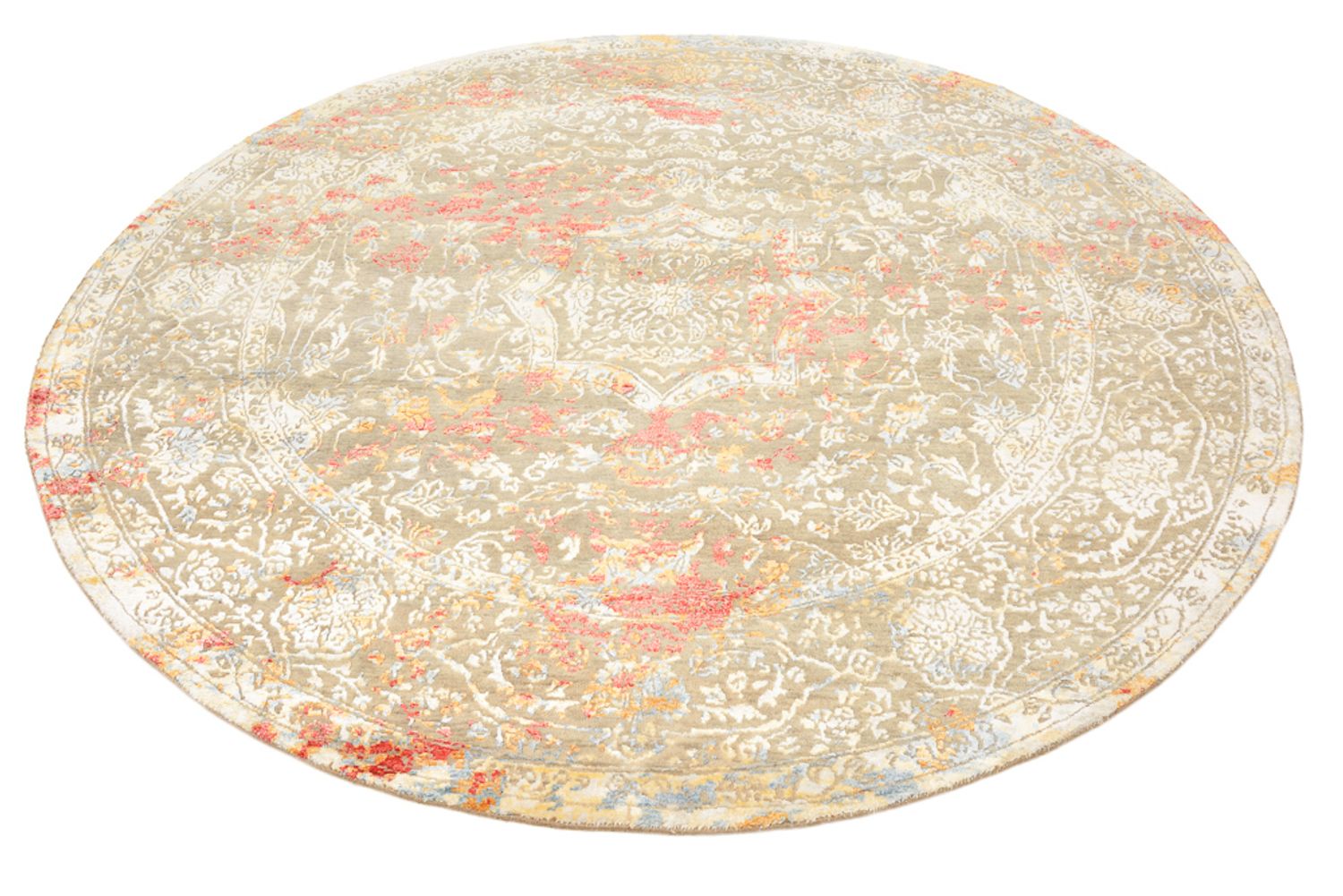Designer tæppe rundt  - 204 x 202 cm - sand