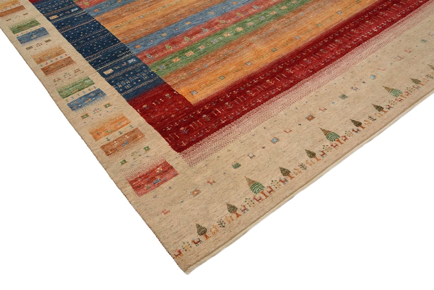 Gabbeh-tæppe - Loribaft Indus - 343 x 241 cm - flerfarvet