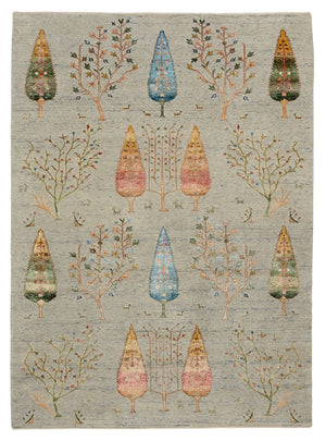 Gabbeh-tæppe - Loribaft Indus - 241 x 173 cm - lysegrå
