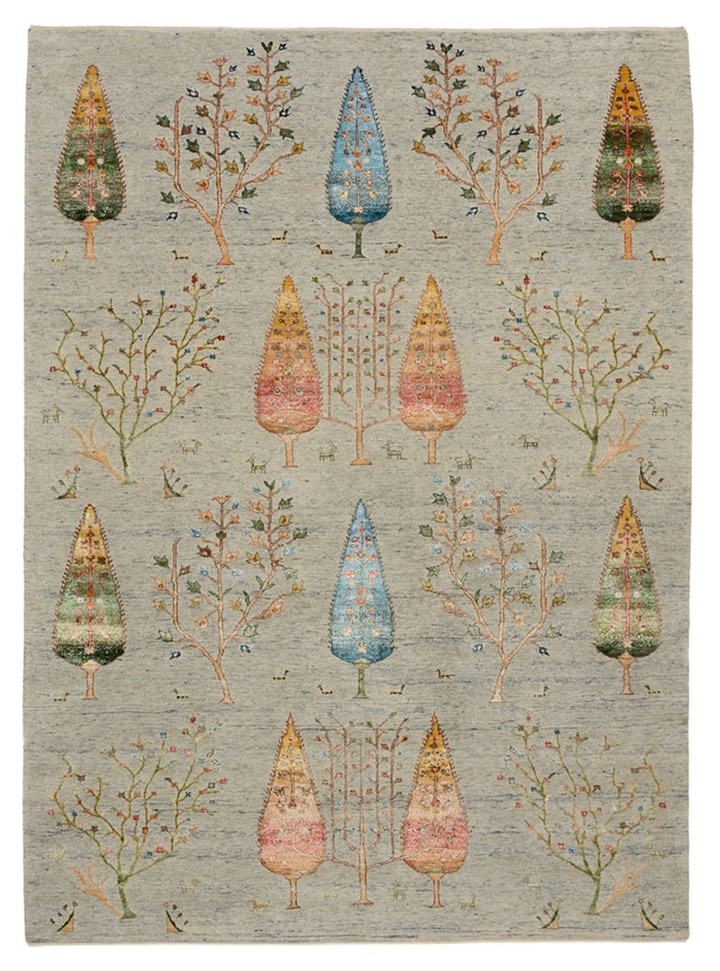 Gabbeh-tæppe - Loribaft Indus - 241 x 173 cm - lysegrå