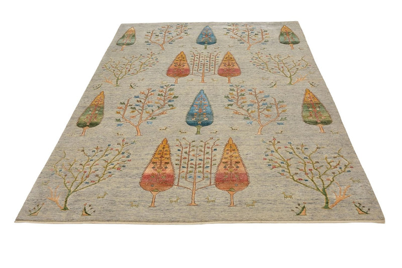 Gabbeh-tæppe - Loribaft Indus - 241 x 173 cm - lysegrå