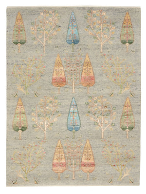 Gabbeh-tæppe - Loribaft Indus - 204 x 155 cm - lysegrå