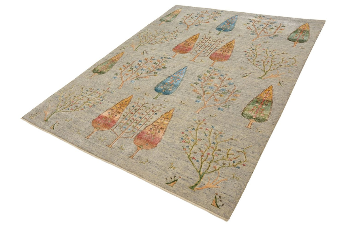 Gabbeh-tæppe - Loribaft Indus - 204 x 155 cm - lysegrå