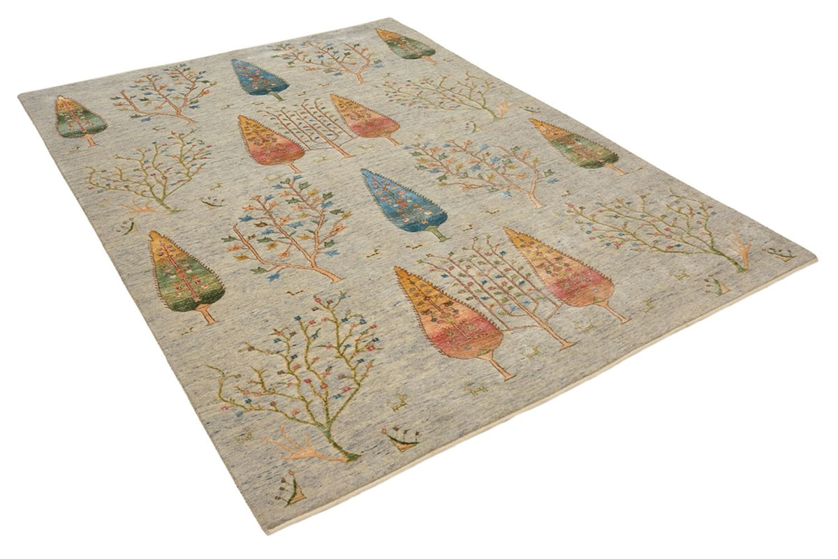 Gabbeh-tæppe - Loribaft Indus - 204 x 155 cm - lysegrå