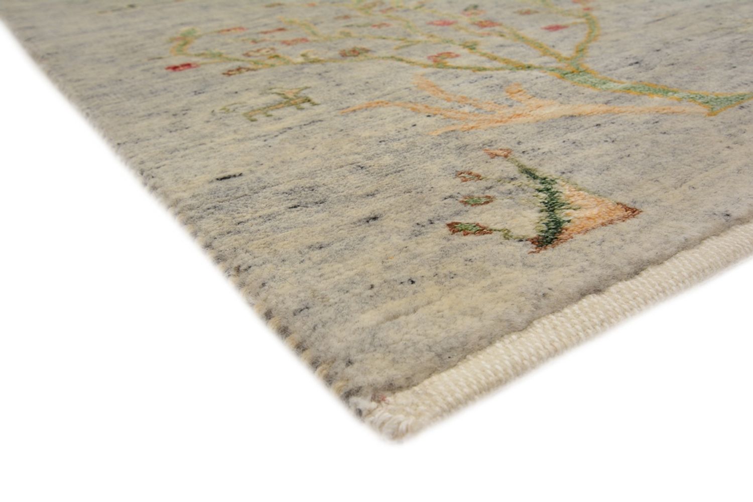 Gabbeh-tæppe - Loribaft Indus - 204 x 155 cm - lysegrå