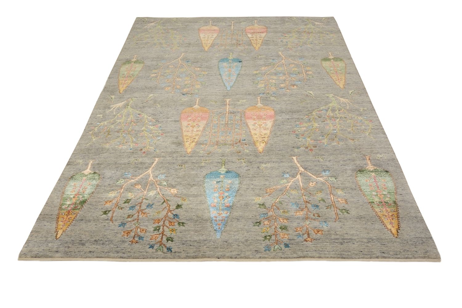 Gabbeh-tæppe - Loribaft Indus - 204 x 155 cm - lysegrå