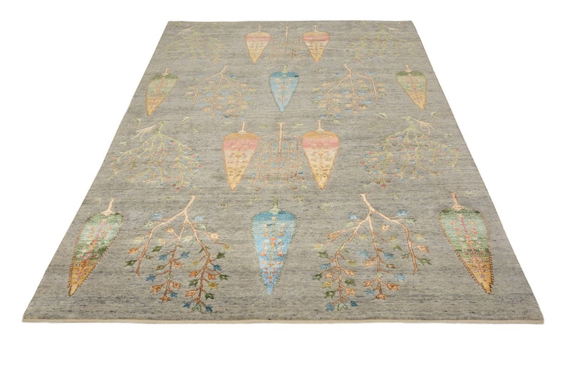 Gabbeh-tæppe - Loribaft Indus - 204 x 155 cm - lysegrå