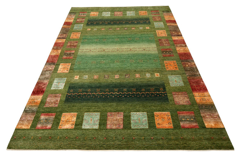 Gabbeh-tæppe - Loribaft Indus - 343 x 251 cm - grøn
