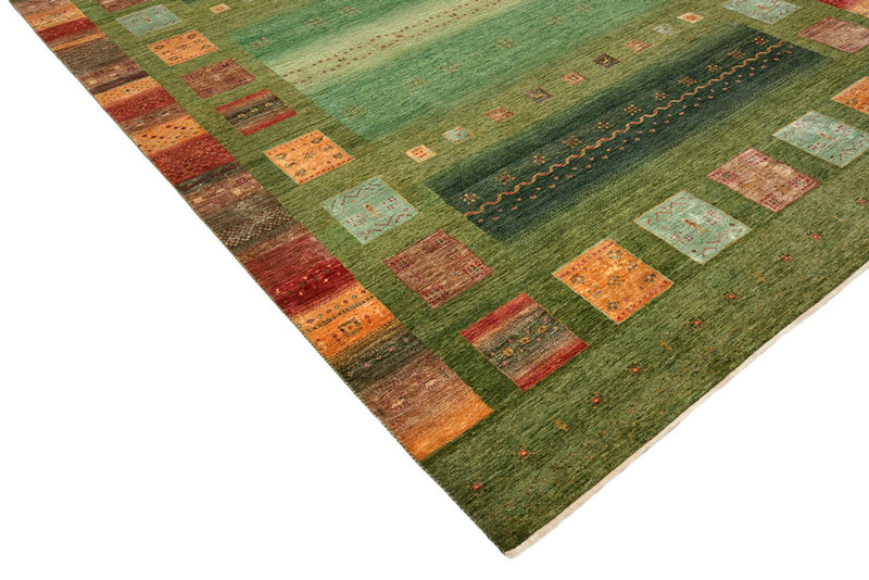 Gabbeh-tæppe - Loribaft Indus - 343 x 251 cm - grøn