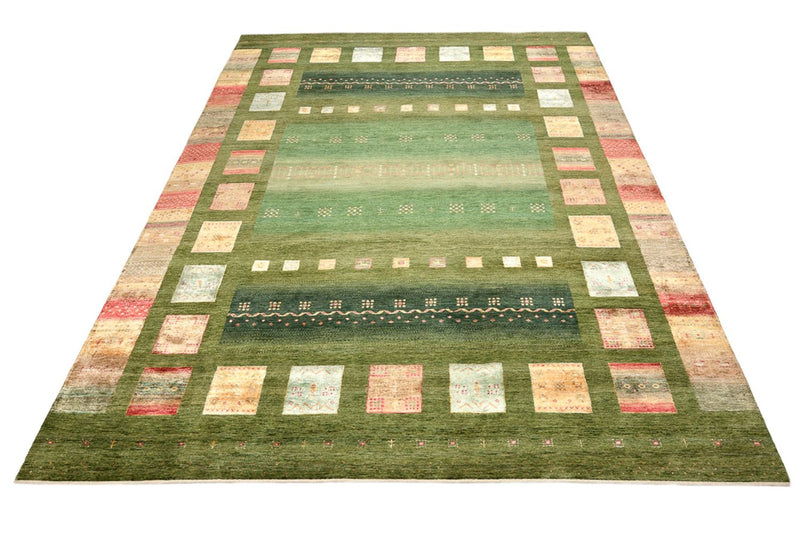 Gabbeh-tæppe - Loribaft Indus - 343 x 251 cm - grøn