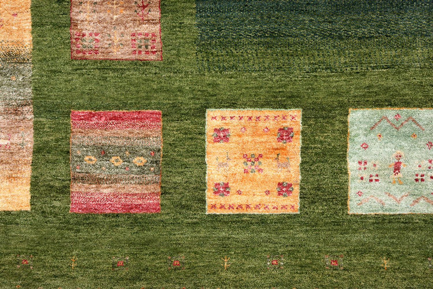 Gabbeh-tæppe - Loribaft Indus - 340 x 249 cm - grøn
