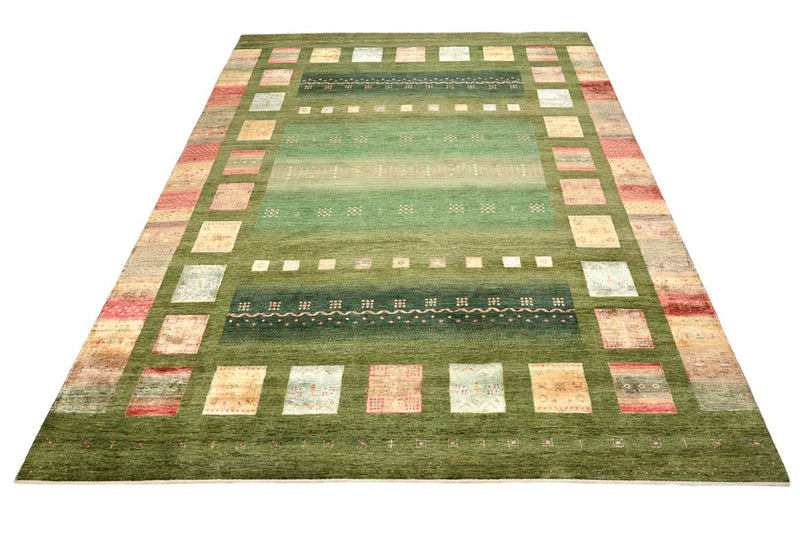 Gabbeh-tæppe - Loribaft Indus - 340 x 249 cm - grøn