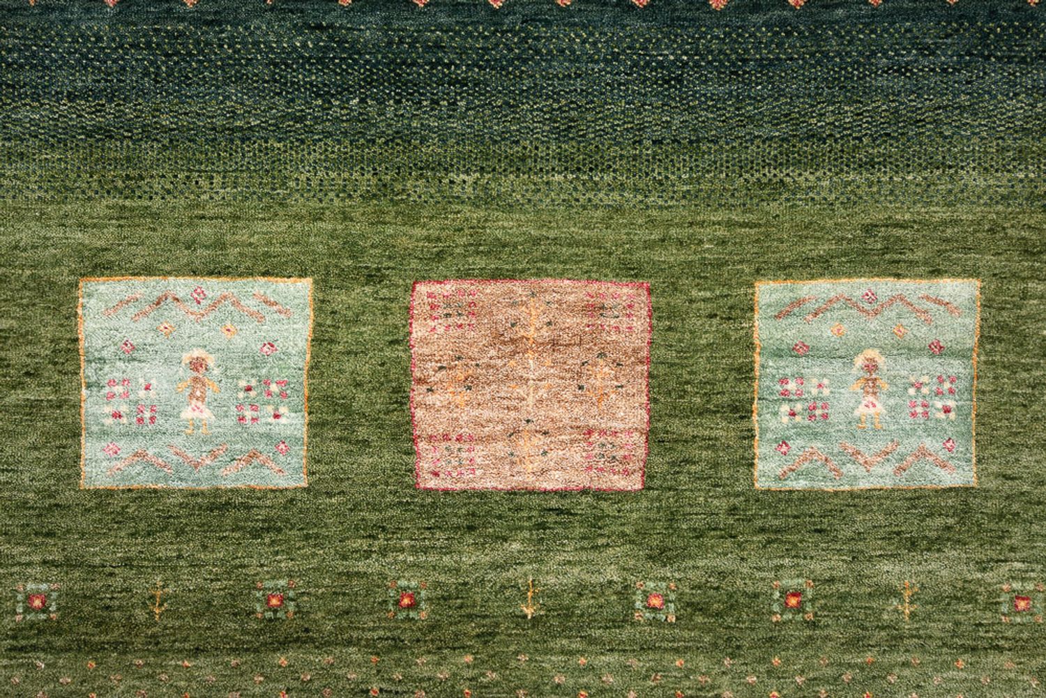 Gabbeh-tæppe - Loribaft Indus - 303 x 244 cm - grøn