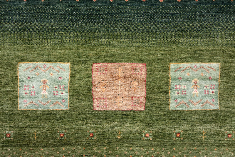 Gabbeh-tæppe - Loribaft Indus - 303 x 244 cm - grøn