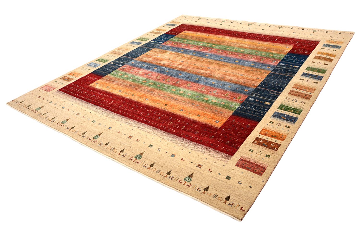 Gabbeh-tæppe - Loribaft Indus - 300 x 251 cm - flerfarvet