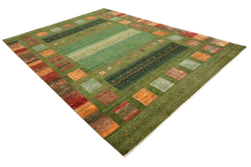 Gabbeh-tæppe - Loribaft Indus - 303 x 250 cm - grøn