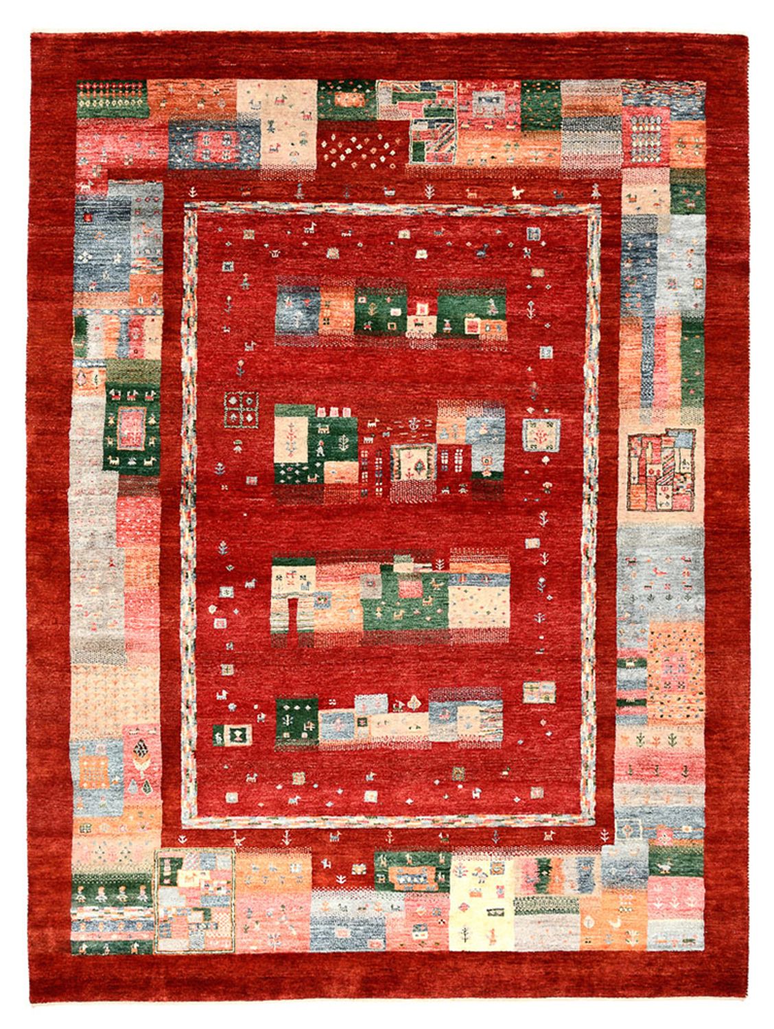 Gabbeh-tæppe - Loribaft Indus - 239 x 177 cm - rød