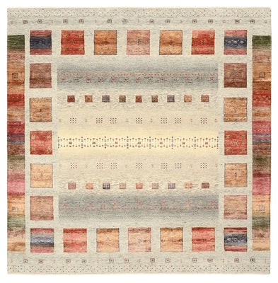 Gabbeh-tæppe - Loribaft Indus firkantet  - 205 x 204 cm - creme