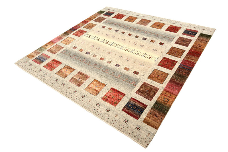 Gabbeh-tæppe - Loribaft Indus firkantet  - 205 x 204 cm - creme