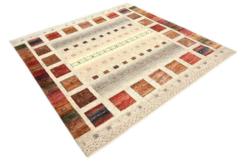 Gabbeh-tæppe - Loribaft Indus firkantet  - 205 x 204 cm - creme