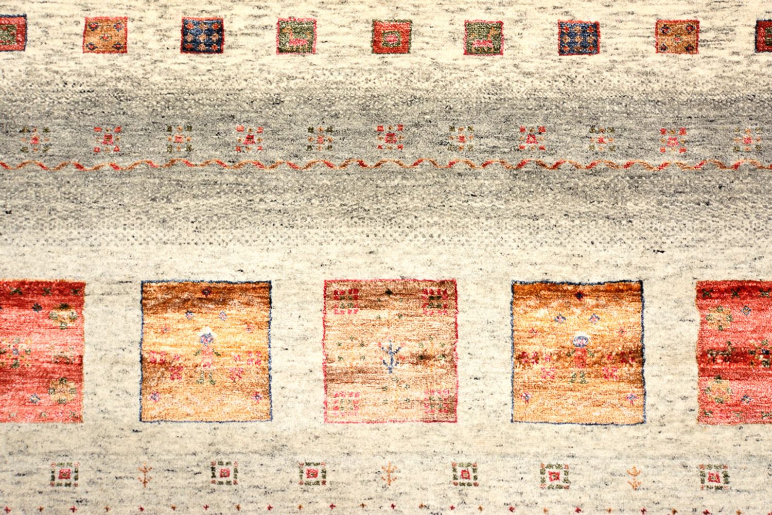 Gabbeh-tæppe - Loribaft Indus firkantet  - 205 x 204 cm - creme