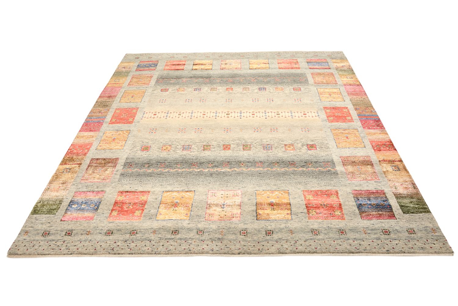 Gabbeh-tæppe - Loribaft Indus firkantet  - 205 x 204 cm - creme