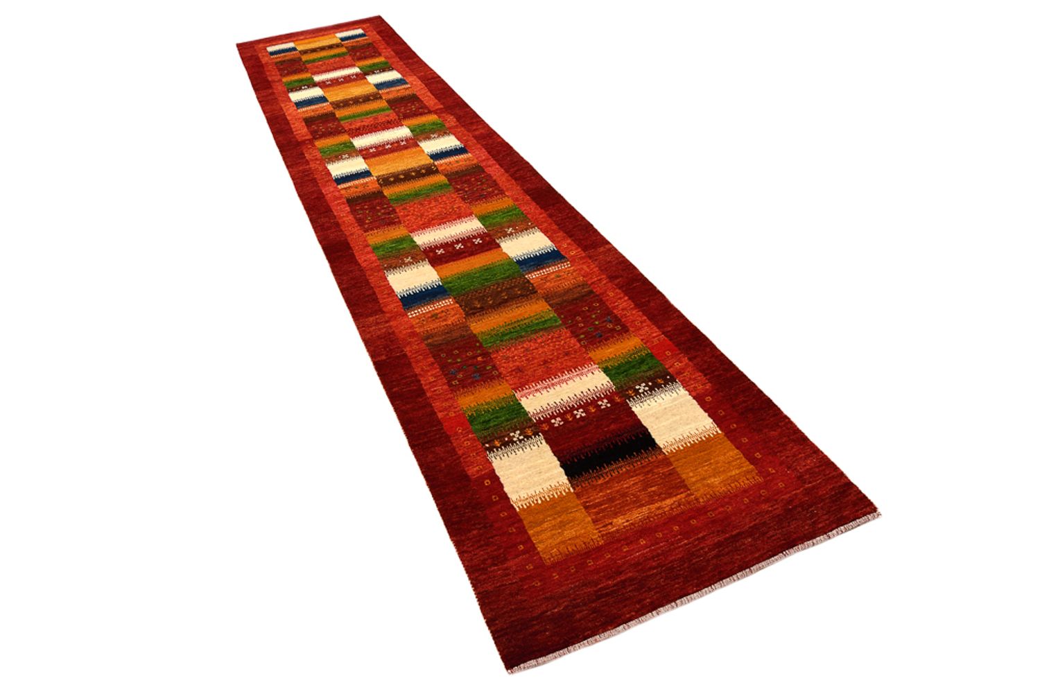 Løber Gabbeh-tæppe - Loribaft Indus - 386 x 83 cm - rød