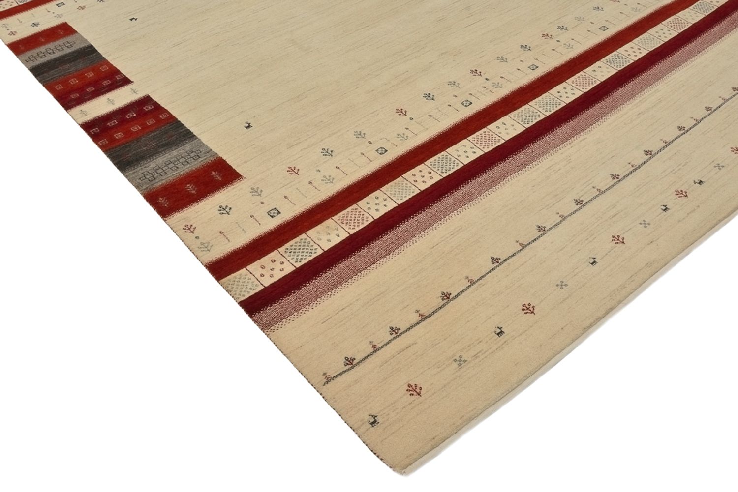 Gabbeh-tæppe - Loribaft Indus - 297 x 198 cm - lys beige