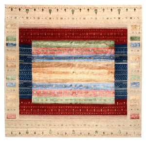 Gabbeh-tæppe - Loribaft Indus firkantet  - 253 x 246 cm - flerfarvet