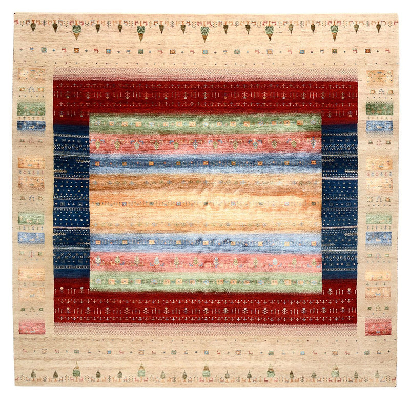 Gabbeh-tæppe - Loribaft Indus firkantet  - 253 x 246 cm - flerfarvet