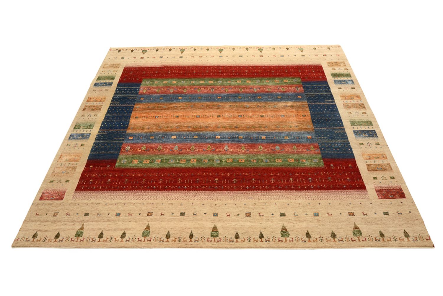 Gabbeh-tæppe - Loribaft Indus firkantet  - 253 x 246 cm - flerfarvet