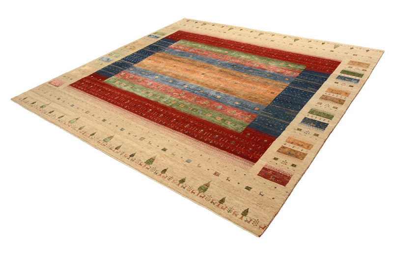 Gabbeh-tæppe - Loribaft Indus firkantet  - 253 x 246 cm - flerfarvet