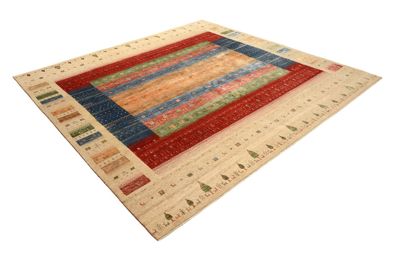 Gabbeh-tæppe - Loribaft Indus firkantet  - 253 x 246 cm - flerfarvet