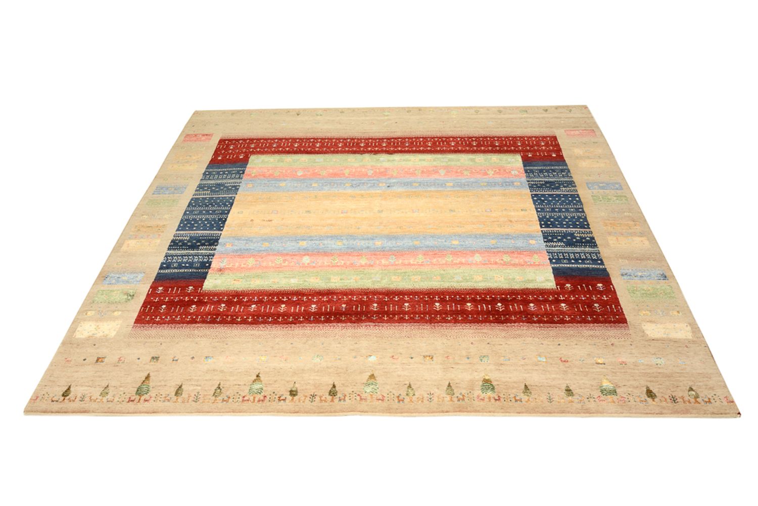 Gabbeh-tæppe - Loribaft Indus firkantet  - 253 x 246 cm - flerfarvet