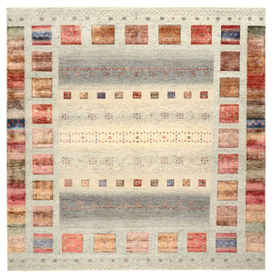 Gabbeh-tæppe - Loribaft Indus firkantet  - 254 x 251 cm - lys beige