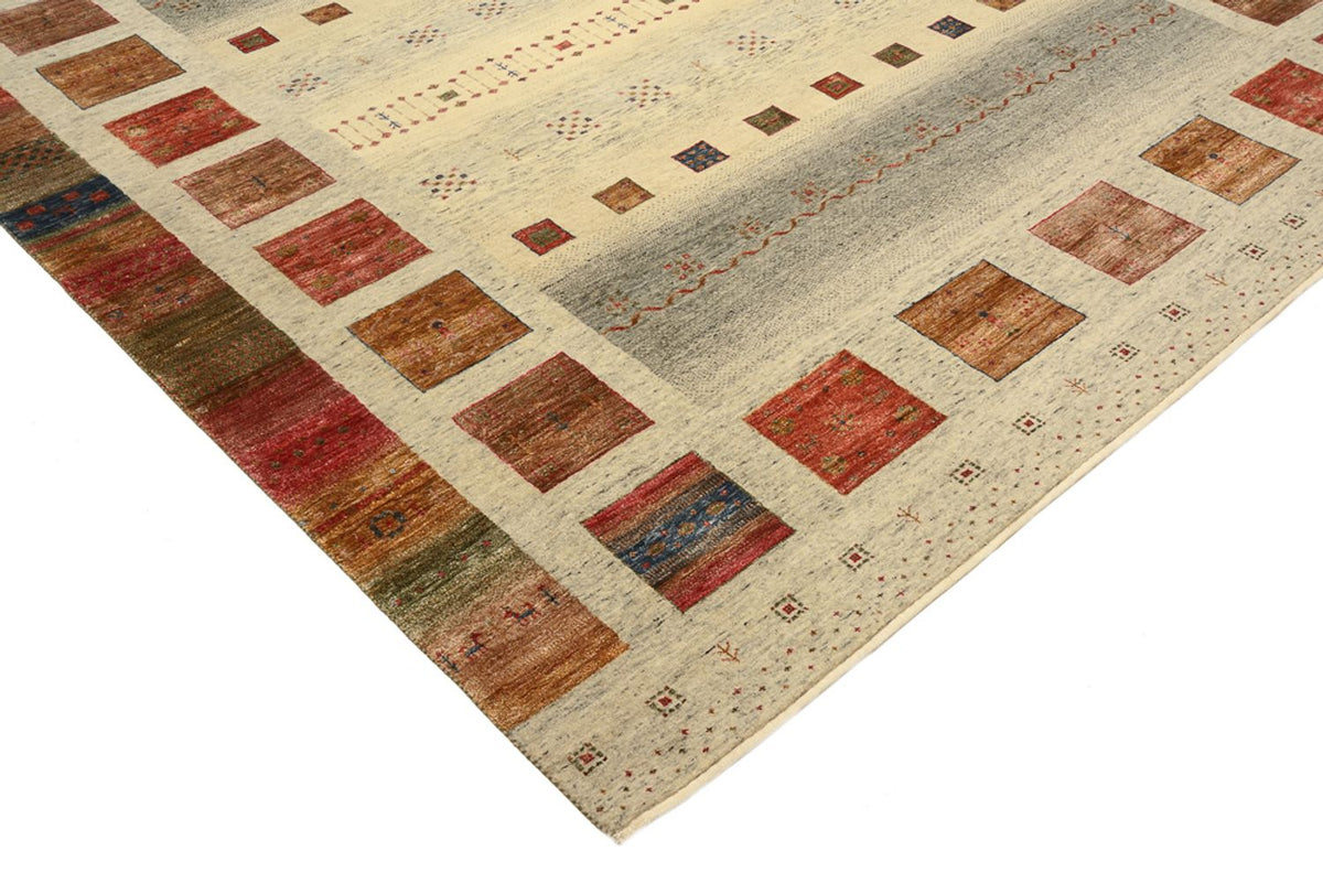Gabbeh-tæppe - Loribaft Indus firkantet  - 254 x 251 cm - lys beige
