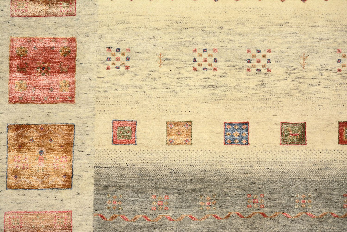 Gabbeh-tæppe - Loribaft Indus firkantet  - 254 x 251 cm - lys beige