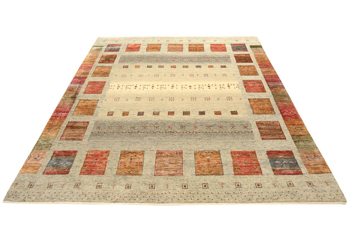 Gabbeh-tæppe - Loribaft Indus firkantet  - 202 x 199 cm - lys beige