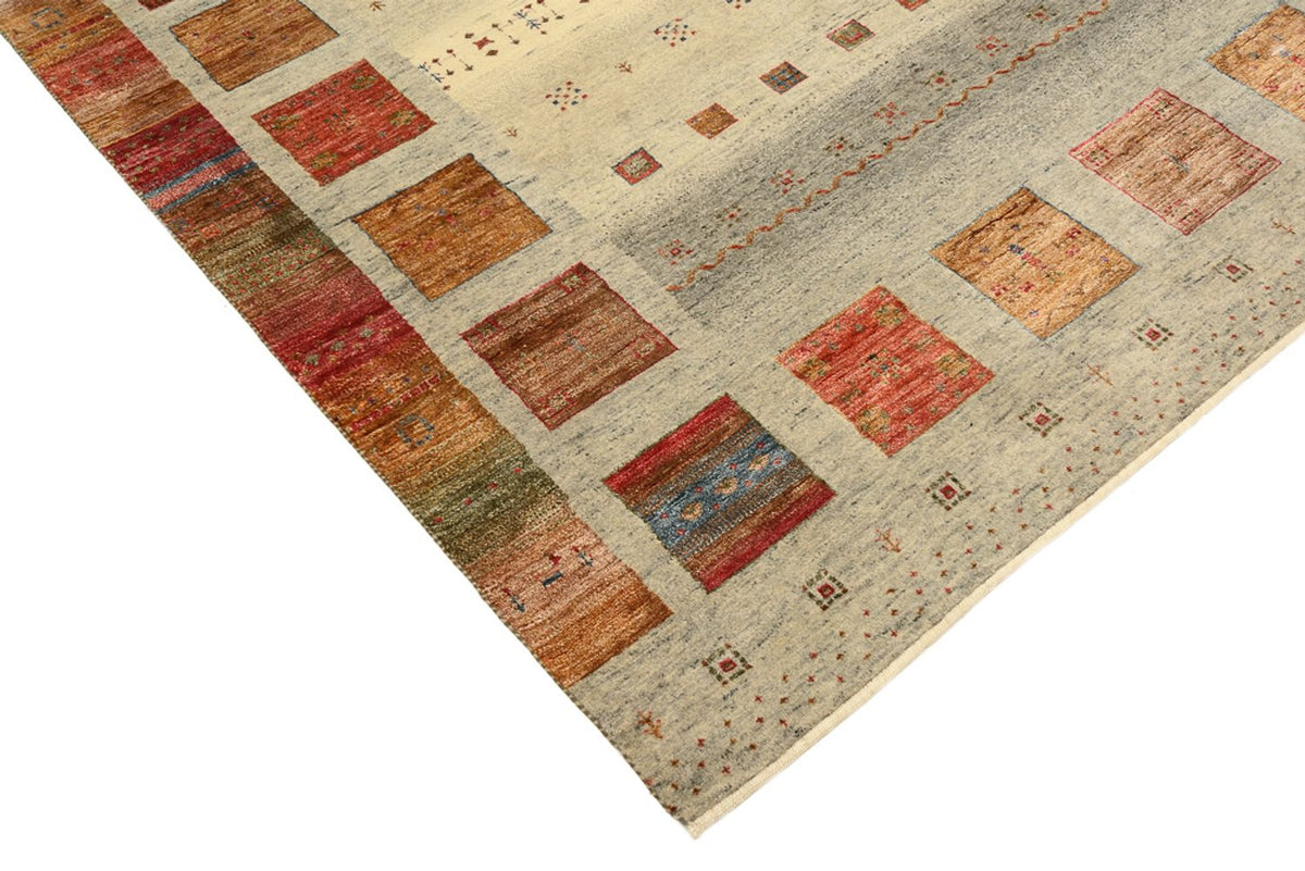 Gabbeh-tæppe - Loribaft Indus firkantet  - 202 x 199 cm - lys beige
