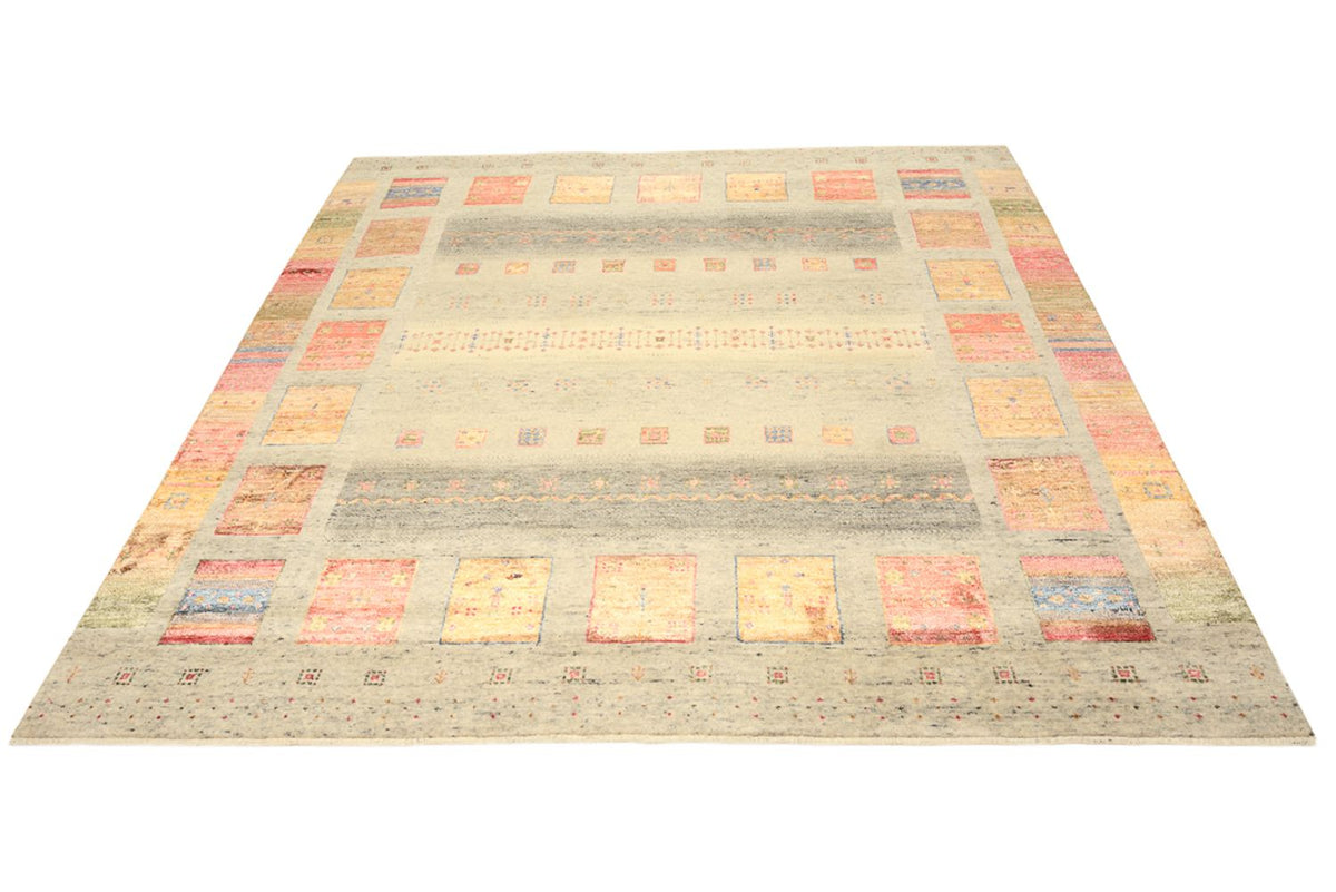 Gabbeh-tæppe - Loribaft Indus firkantet  - 202 x 199 cm - lys beige