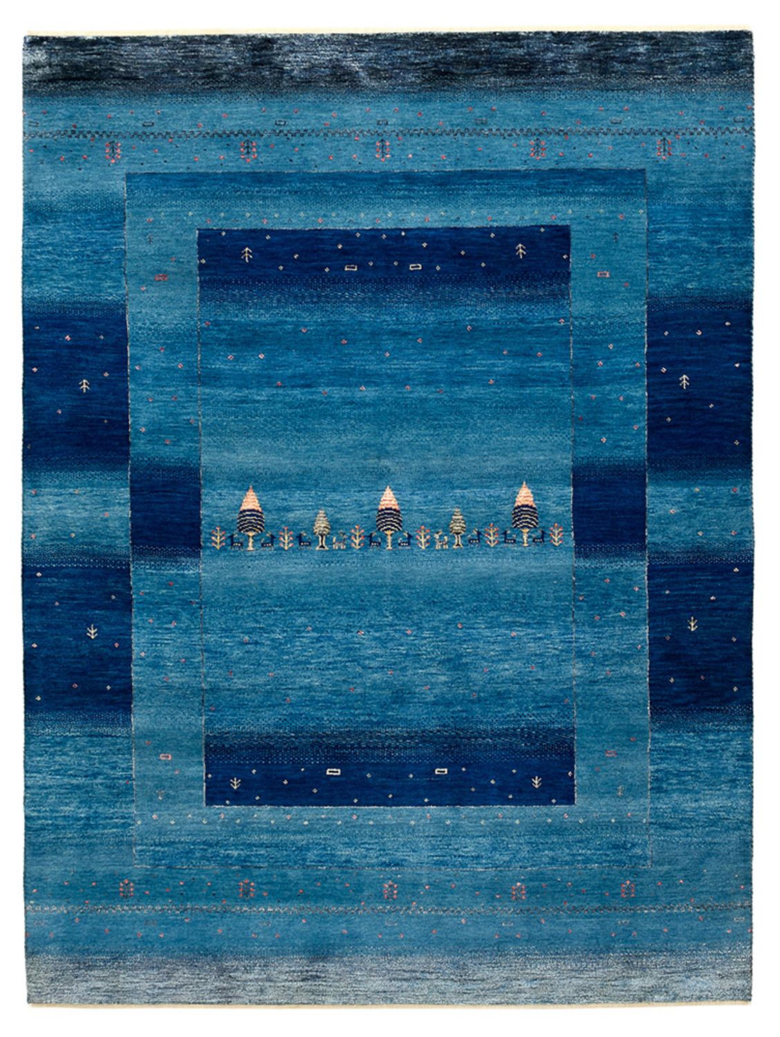 Gabbeh-tæppe - Loribaft Indus - 201 x 152 cm - havblå